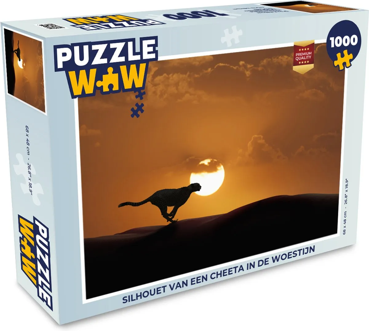 PuzzleWow Legpuzzel Silhouet Cheeta Woestijn 1000 Stuks - Multicolor