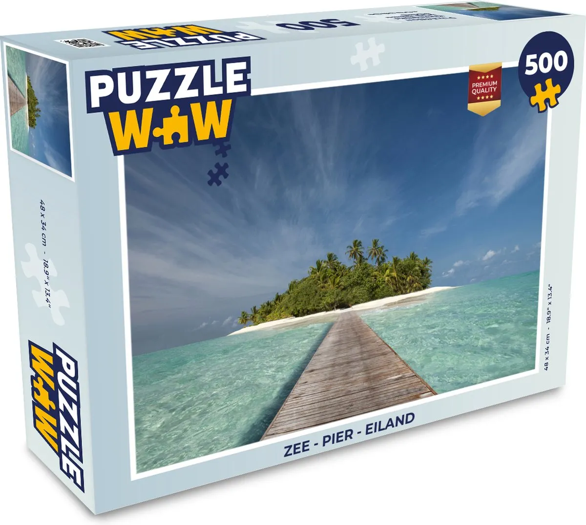 PuzzleWow Zee - Pier - Eiland Legpuzzel 500 Stuks - Multicolor