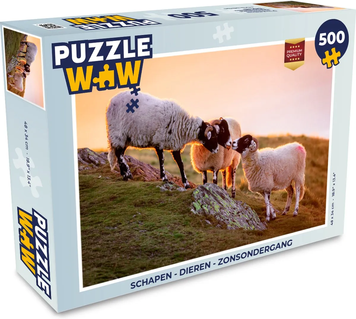 PuzzleWow Legpuzzel Schapen Zonsondergang 500 Stuks - Multicolor