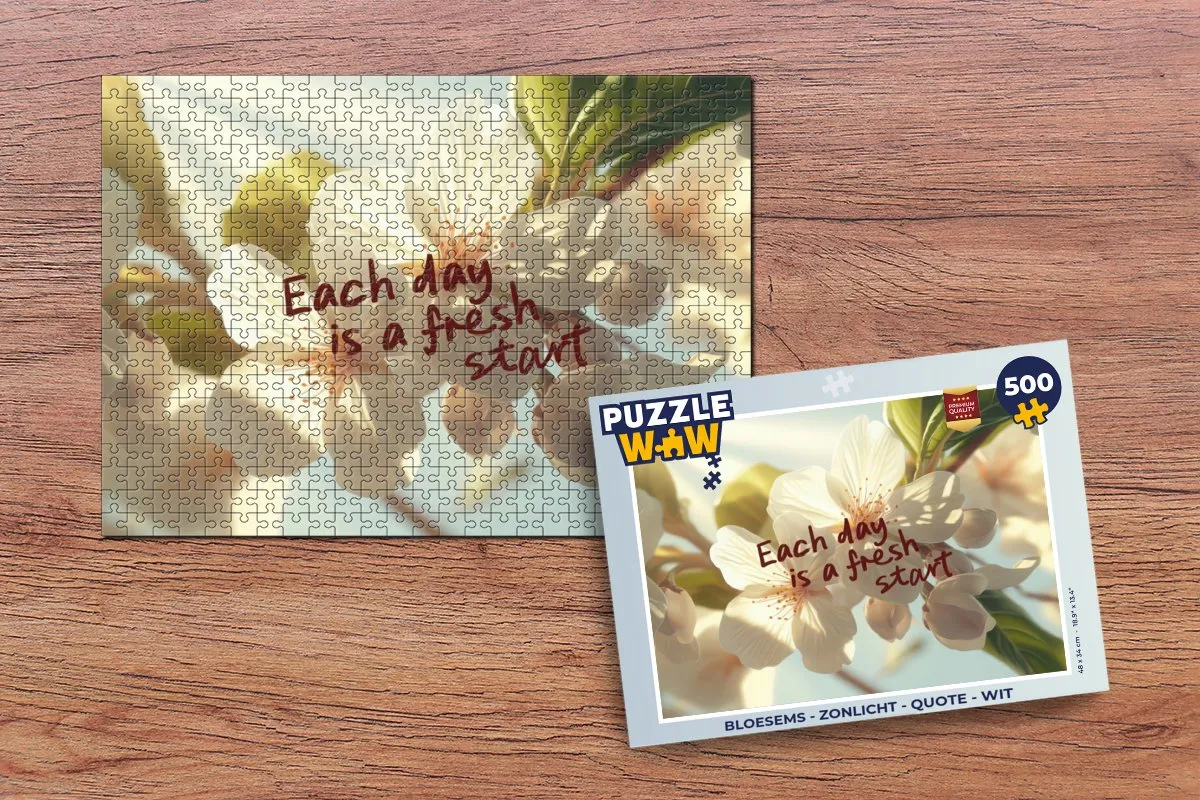 PuzzleWow Bloesems Zonlicht Quote Legpuzzel 500 Stuks - Wit