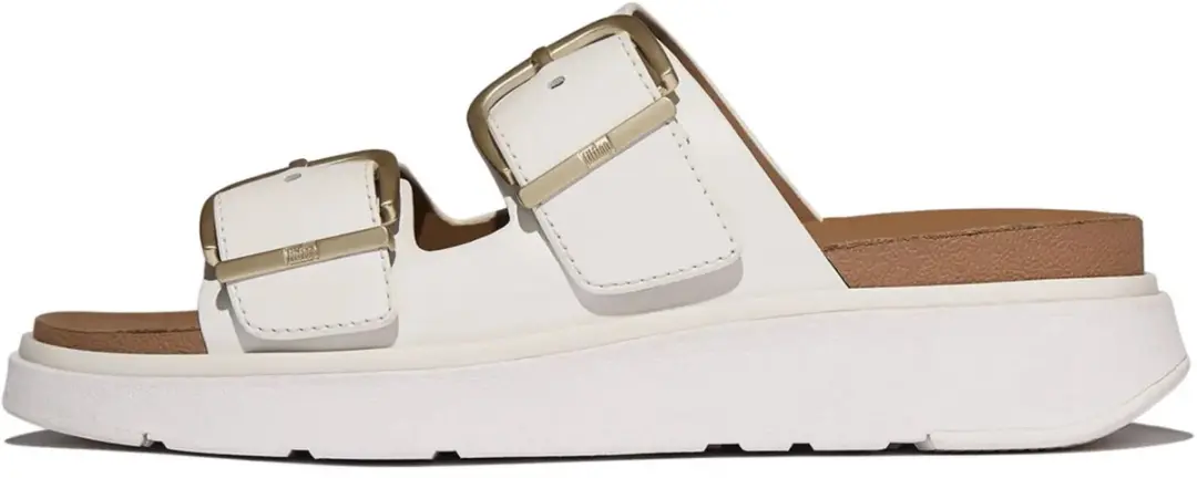 FitFlop FitFlop Gen-FF Buckle Two-Bar Leather Slides WIT