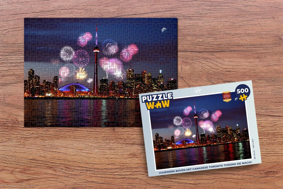 PuzzleWow Toronto Vuurwerk Legpuzzel 500 Stuks - Multicolor