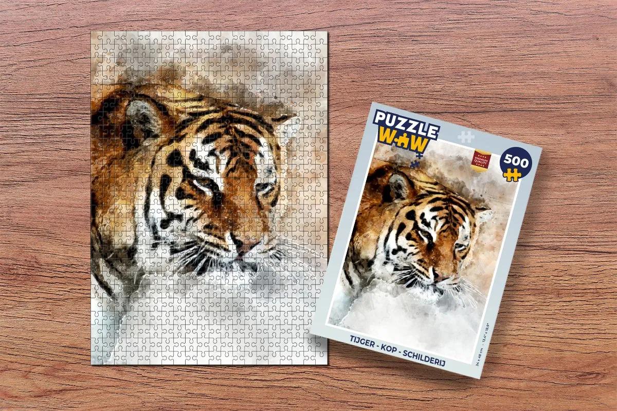 PuzzleWow Tijger Kop Legpuzzel 500 Stuks - Multicolor