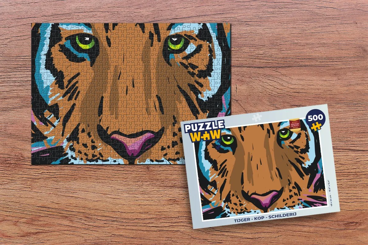 PuzzleWow Tijger Kop Legpuzzel 500 Stuks - Multicolor