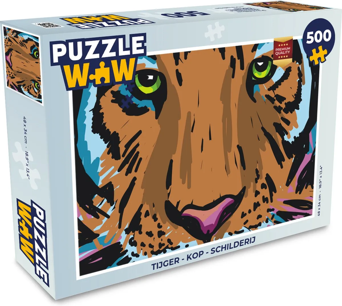 PuzzleWow Tijger Kop Legpuzzel 500 Stuks - Multicolor