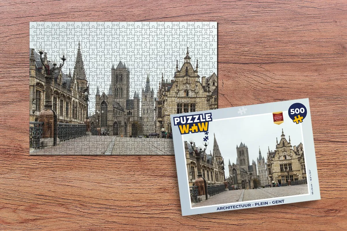 PuzzleWow Architectuur Plein Gent Legpuzzel 500 Stuks - Multicolor
