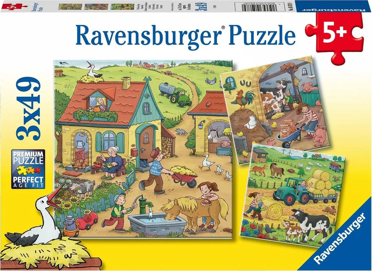 Ravensburger Boerderij Puzzel 3x49 Stuks - Multicolor