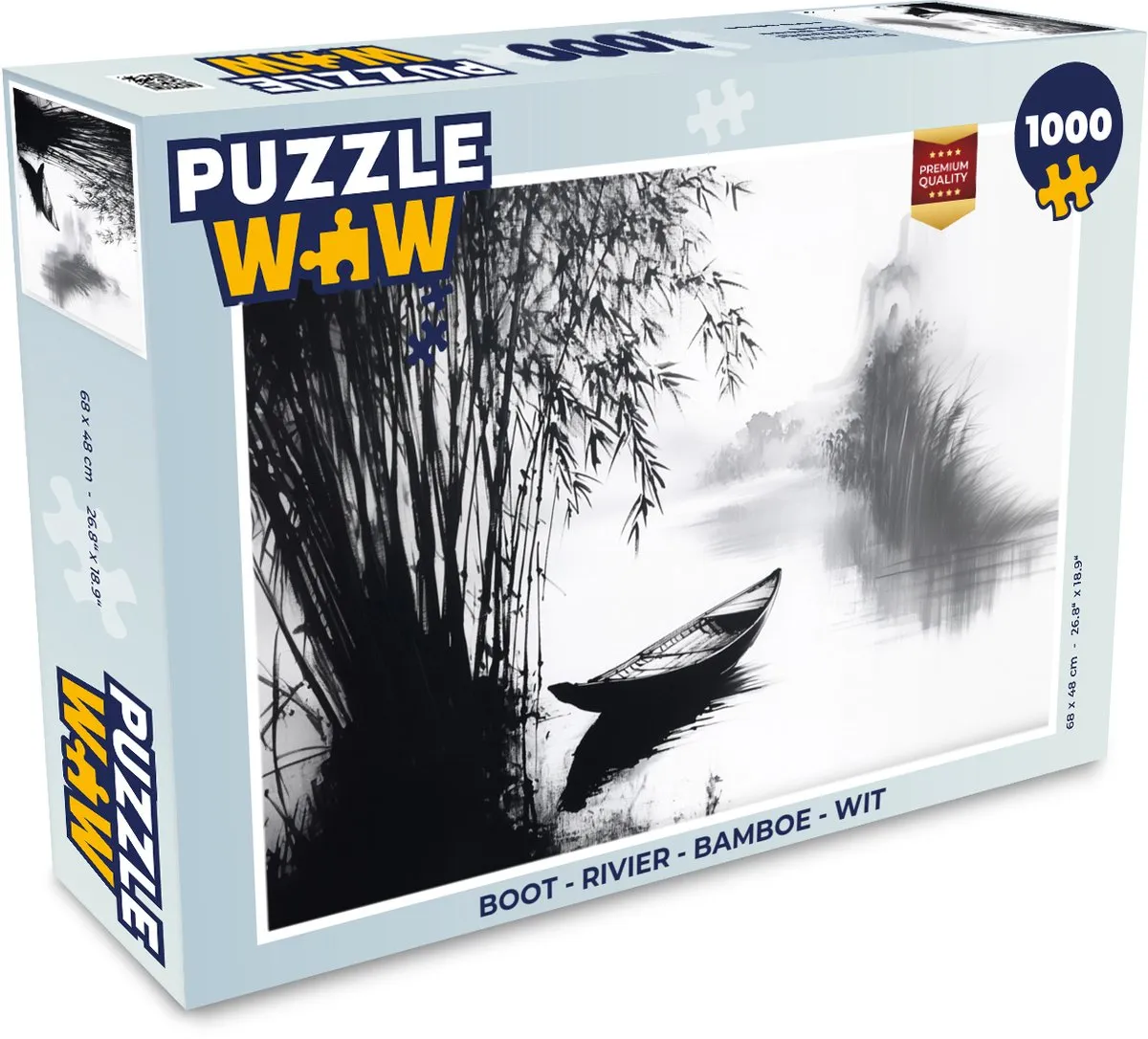 PuzzleWow Boot Rivier Legpuzzel 1000 Stuks - Wit Bamboe