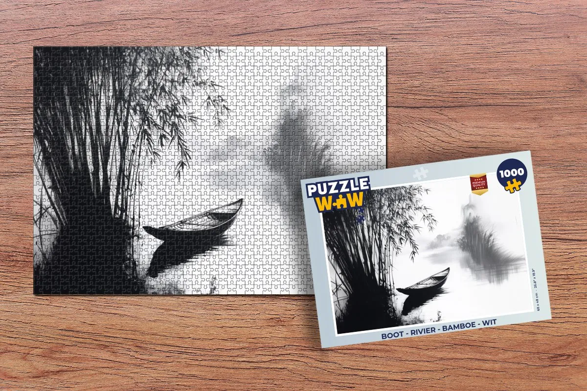 PuzzleWow Boot Rivier Legpuzzel 1000 Stuks - Wit Bamboe