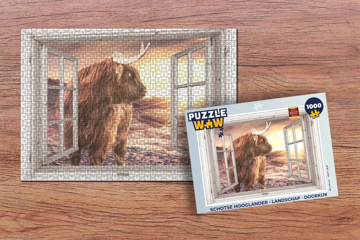 PuzzleWow Schotse Hooglander Legpuzzel 1000 Stuks - Multicolor