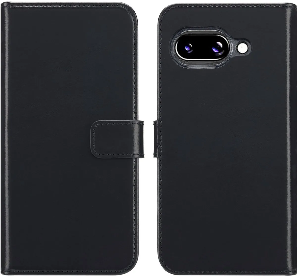 Selencia Hoesje Google Pixel 9a - Lederen Bookcase - 3 Pasjes - Zwart