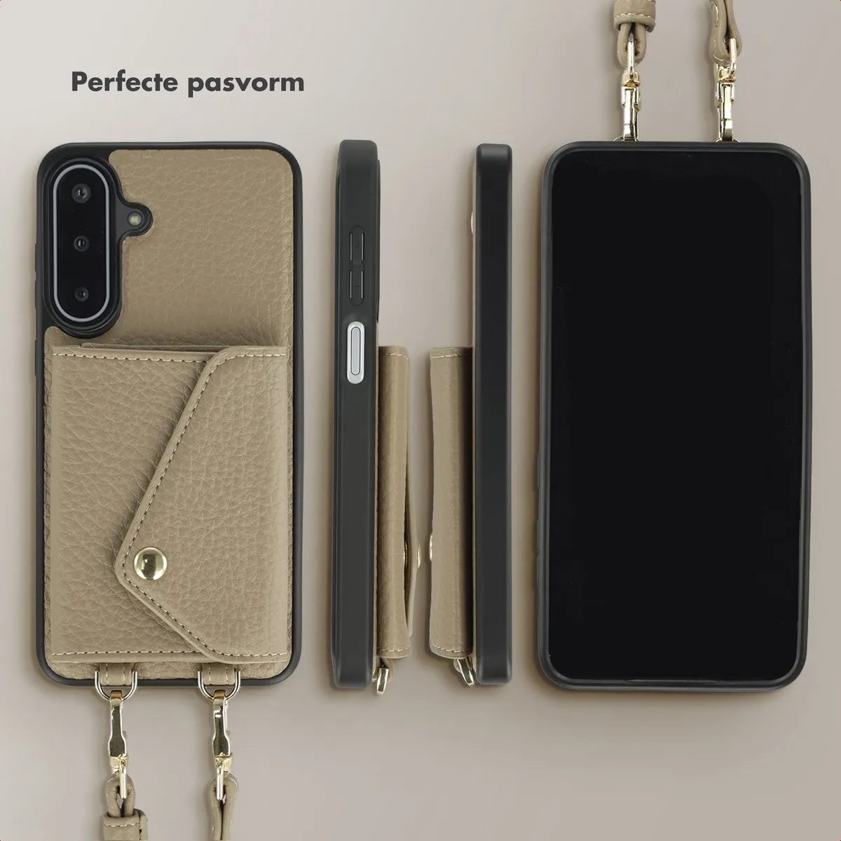 Selencia Koordhoes Samsung Galaxy A17 - Taupe - 3 Pasjes