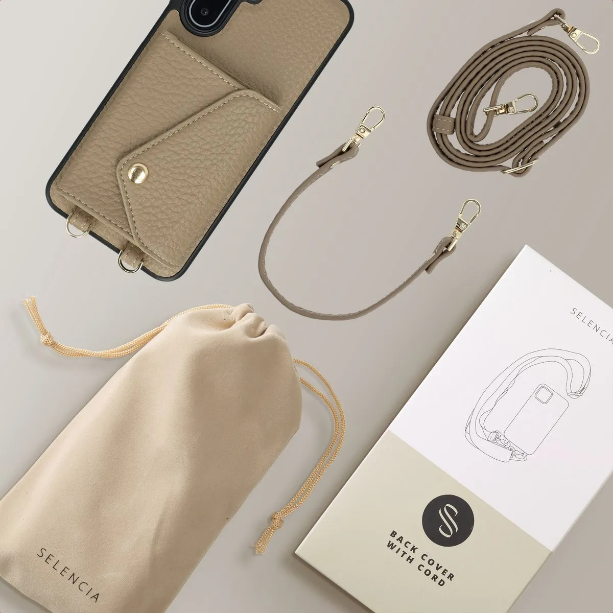 Selencia Koordhoes Samsung Galaxy A17 - Taupe - 3 Pasjes