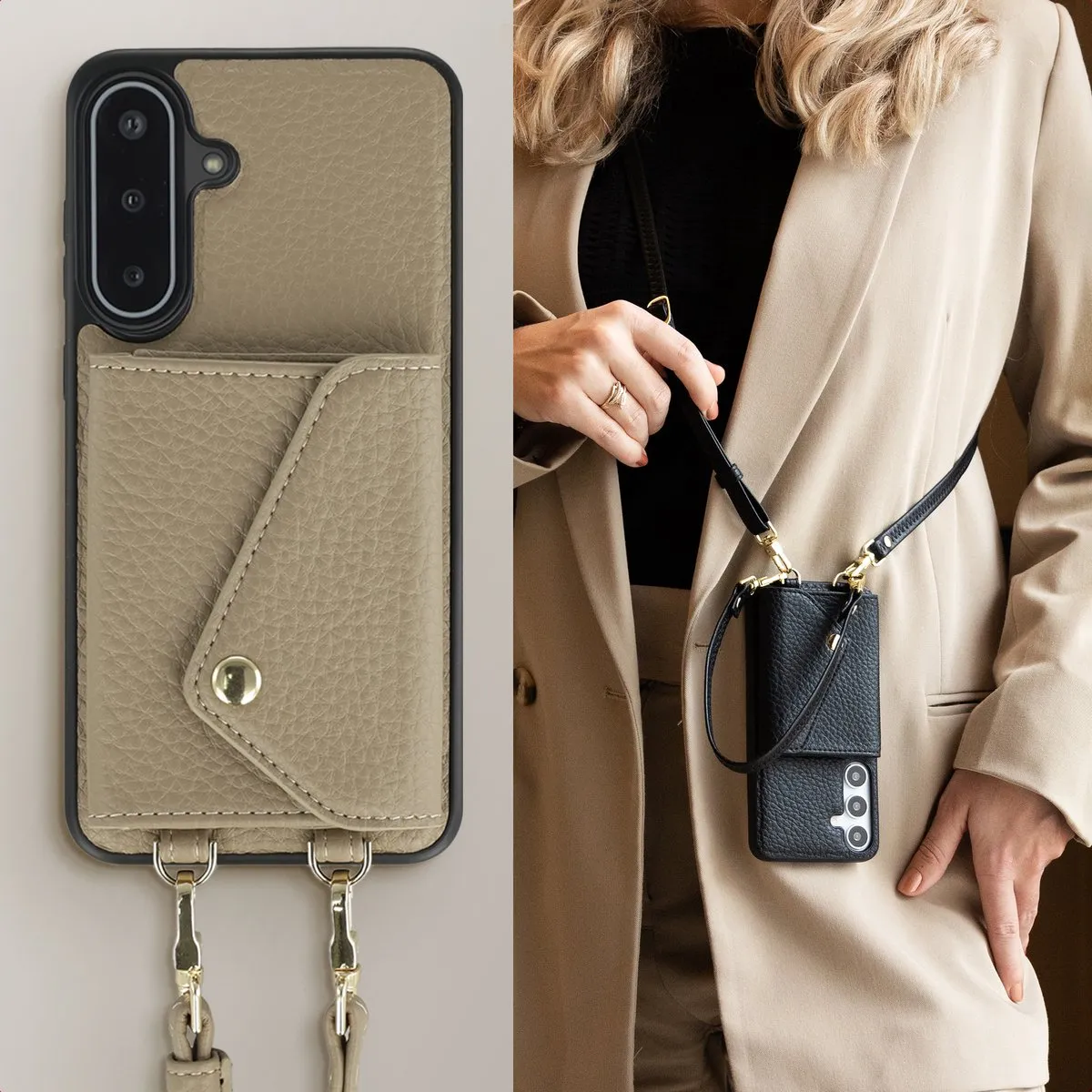 Selencia Koordhoes Samsung Galaxy A17 - Taupe - 3 Pasjes