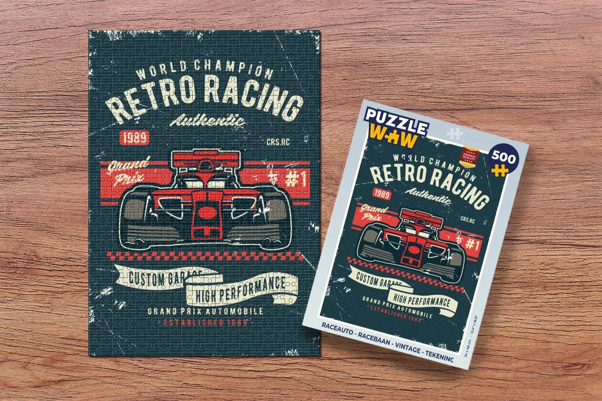 PuzzleWow Raceauto Vintage Legpuzzel 500 Stuks - Multicolor