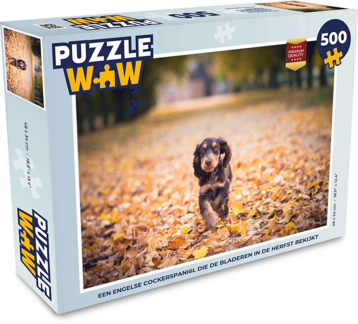 PuzzleWow Legpuzzel Een Engelse Cockerspaniël Herfst - 500 Stuks - Multicolor