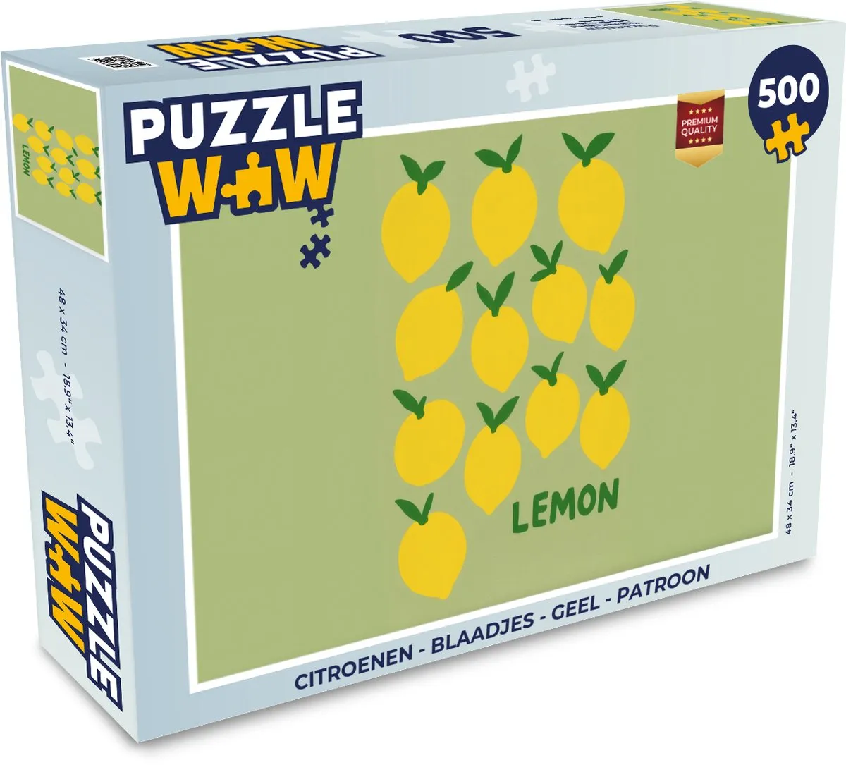 PuzzleWow Citroenen Legpuzzel 500 Stuks - Geel Patroon
