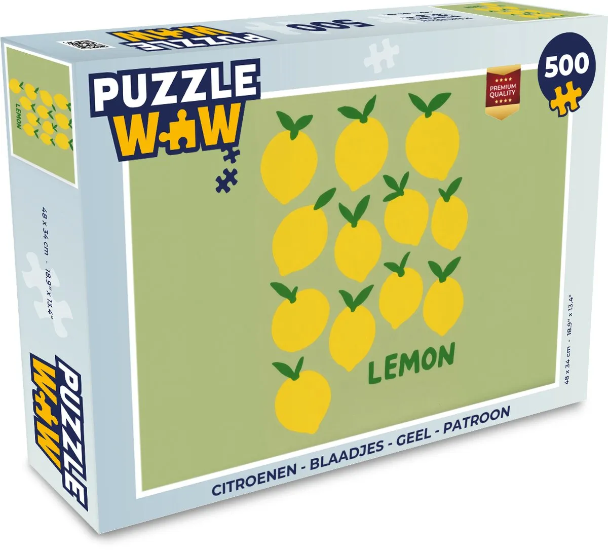 PuzzleWow Citroenen Legpuzzel 500 Stuks - Geel Patroon