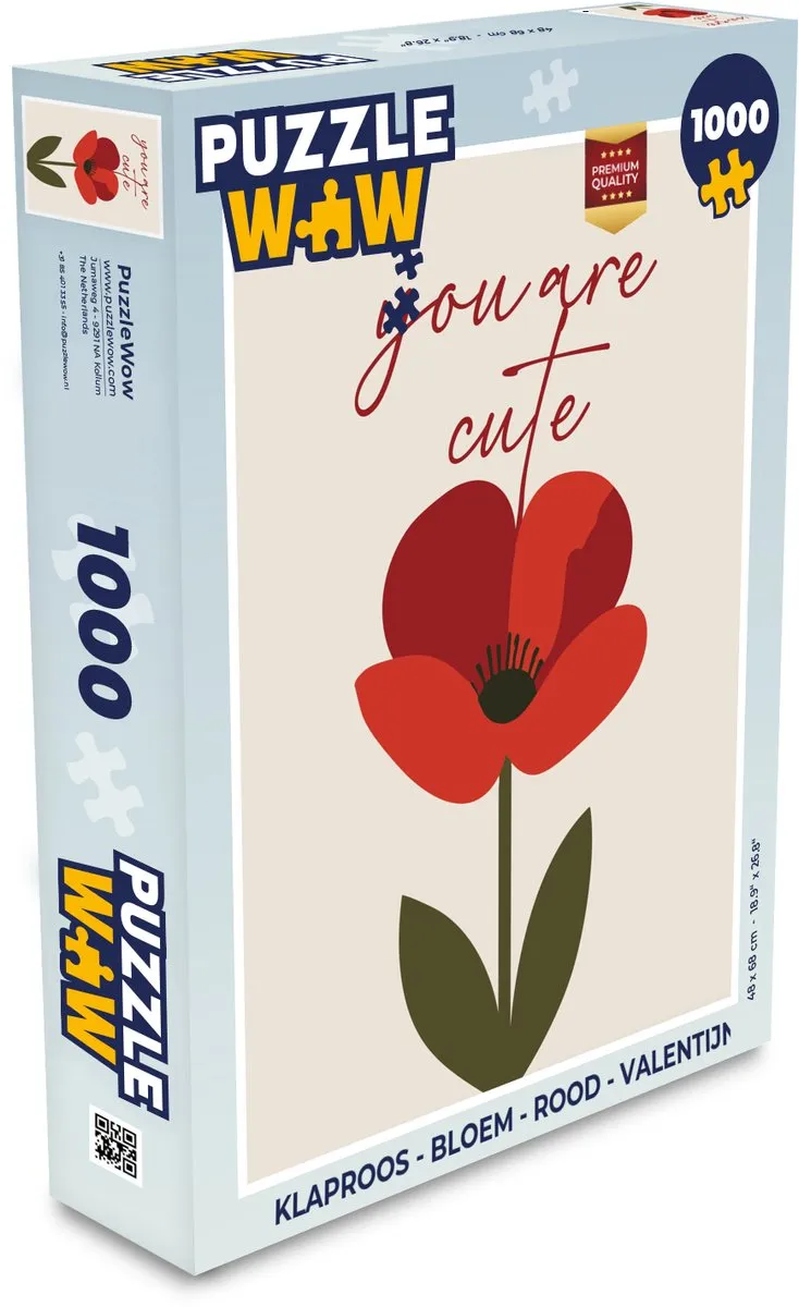 PuzzleWow Klaproos Legpuzzel 1000 Stuks - Rood