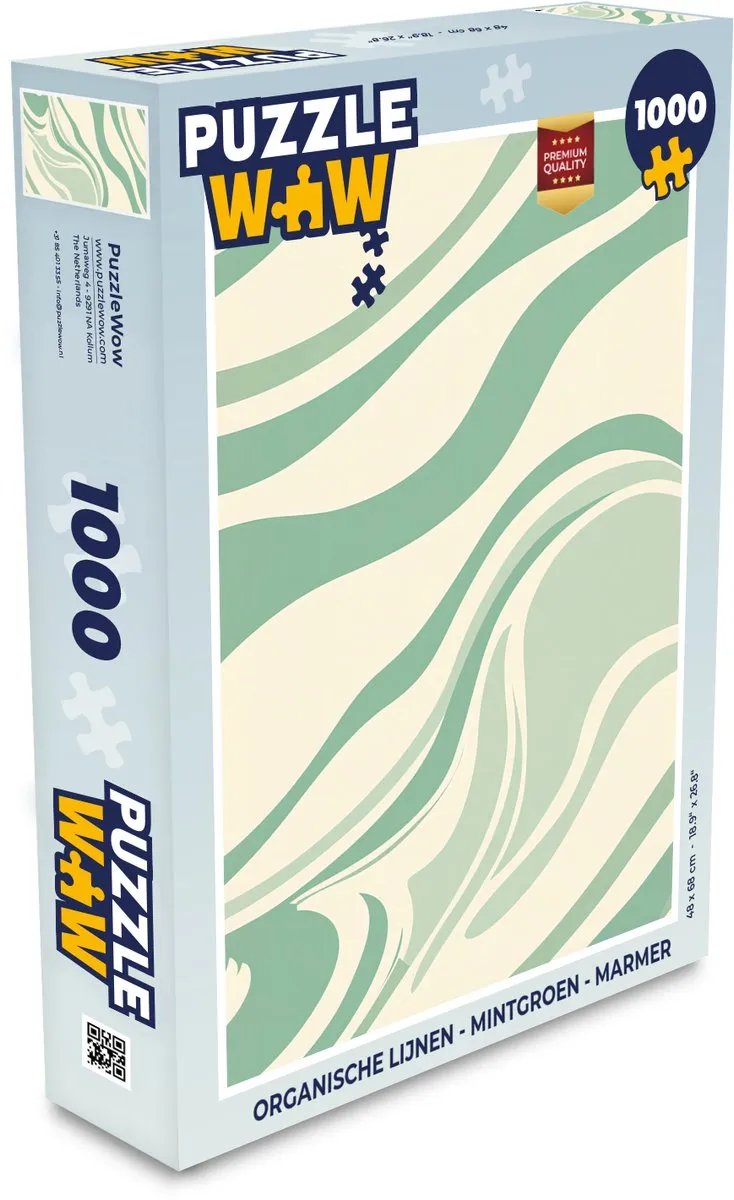 PuzzleWow Organische Lijnen Puzzel 1000 Stuks - Mintgroen