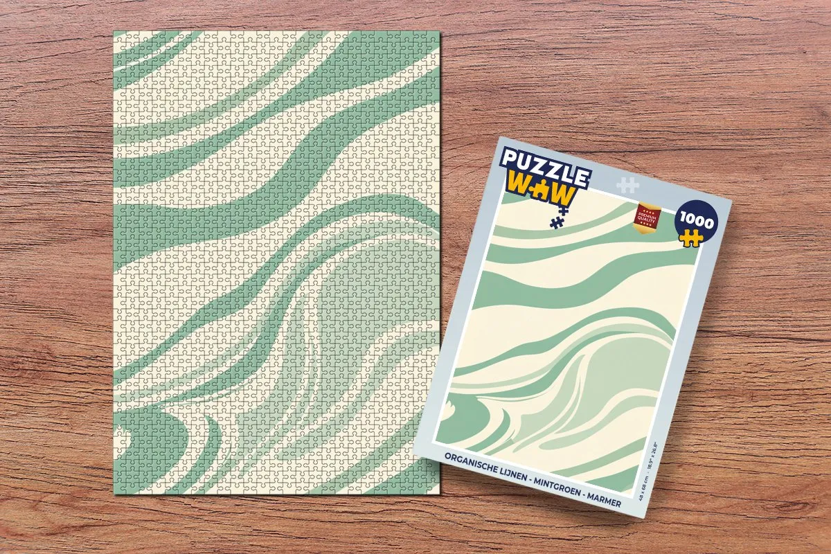 PuzzleWow Organische Lijnen Puzzel 1000 Stuks - Mintgroen
