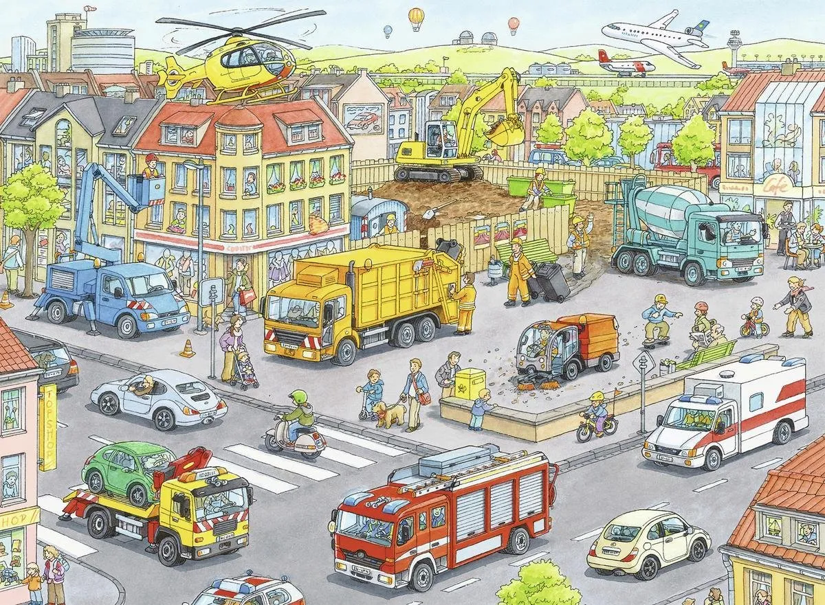 Ravensburger Voertuigen in de Stad Legpuzzel 100 Stuks - Multicolor