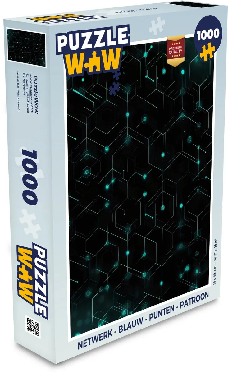 PuzzleWow Netwerk Legpuzzel 1000 Stuks - Blauw