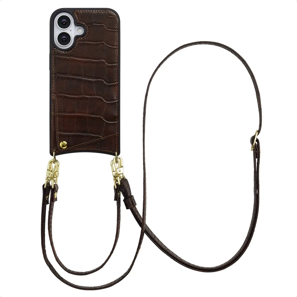 Selencia Hoesje iPhone 17 Croco Choco Brown
