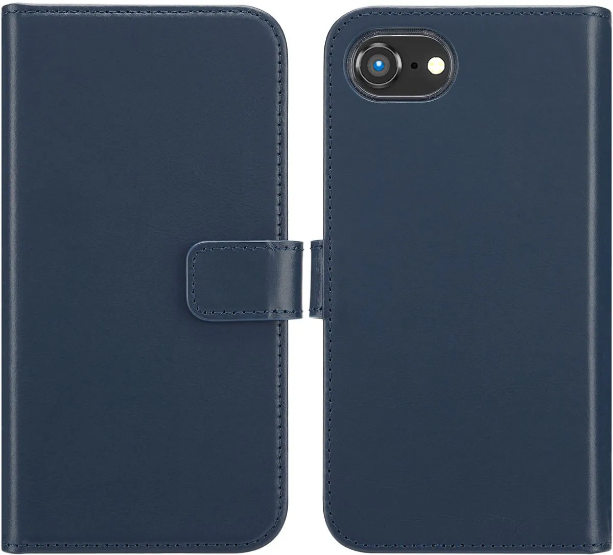 Selencia Hoesje iPhone 16e Bookcase - Echt Leder Blauw
