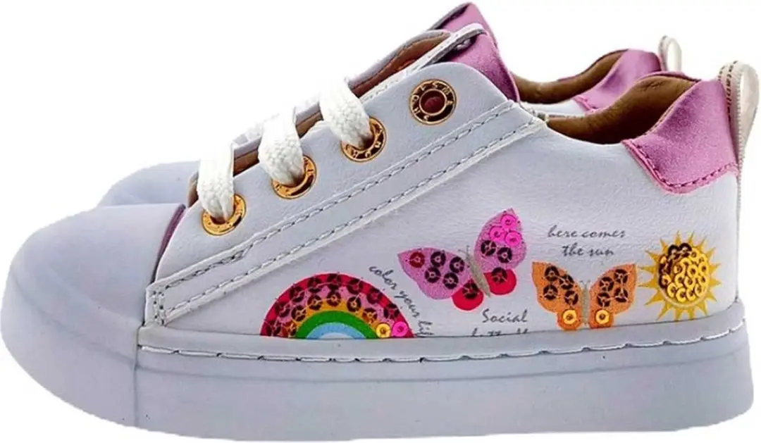 Shoesme Witte Sneaker met Vlinders - Meisjes - Microleer - Maat 30 - afbeelding 6 van 6