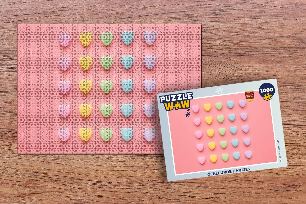 PuzzleWow Legpuzzel Hartjes 1000 Stuks - Multicolor