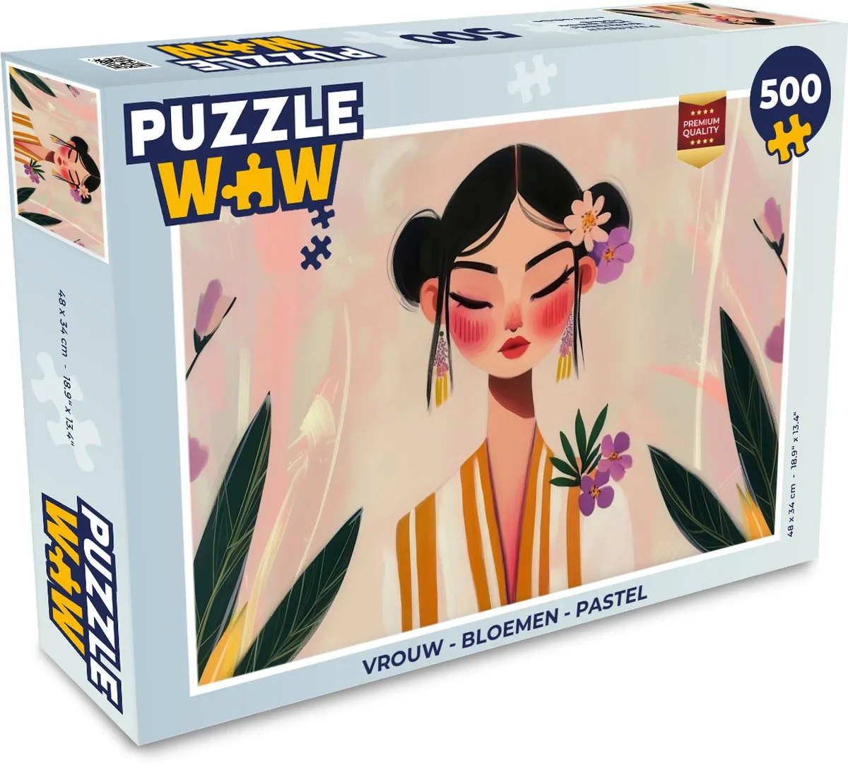 PuzzleWow Vrouw - Bloemen Legpuzzel 500 Stuks