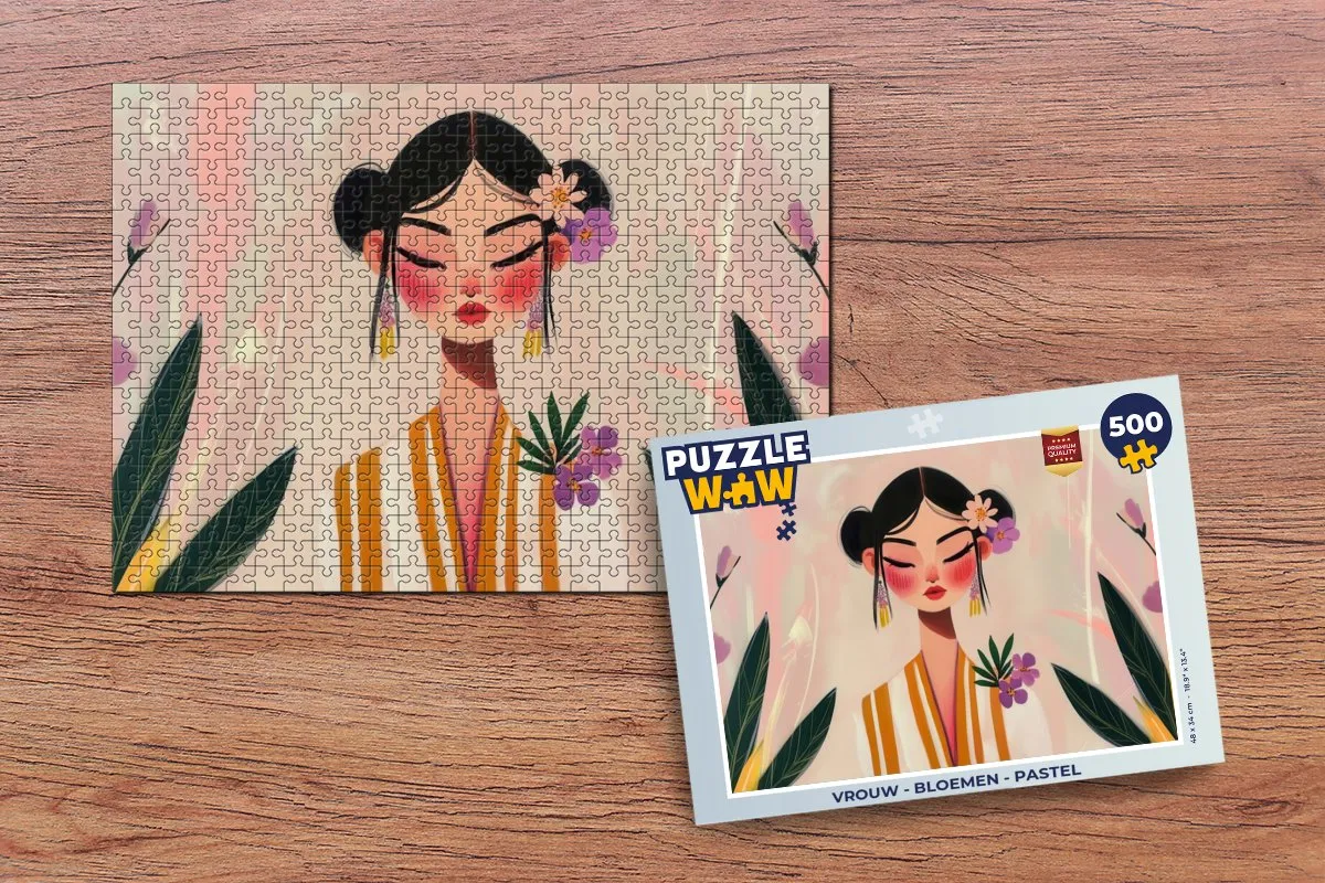 PuzzleWow Vrouw - Bloemen Legpuzzel 500 Stuks