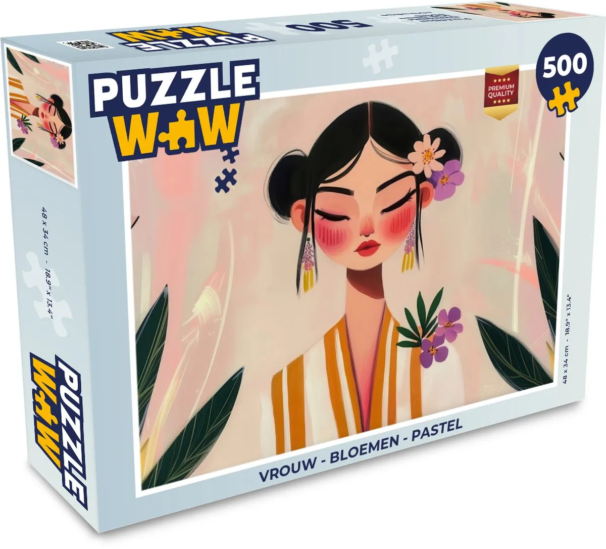 PuzzleWow Vrouw - Bloemen Legpuzzel 500 Stuks