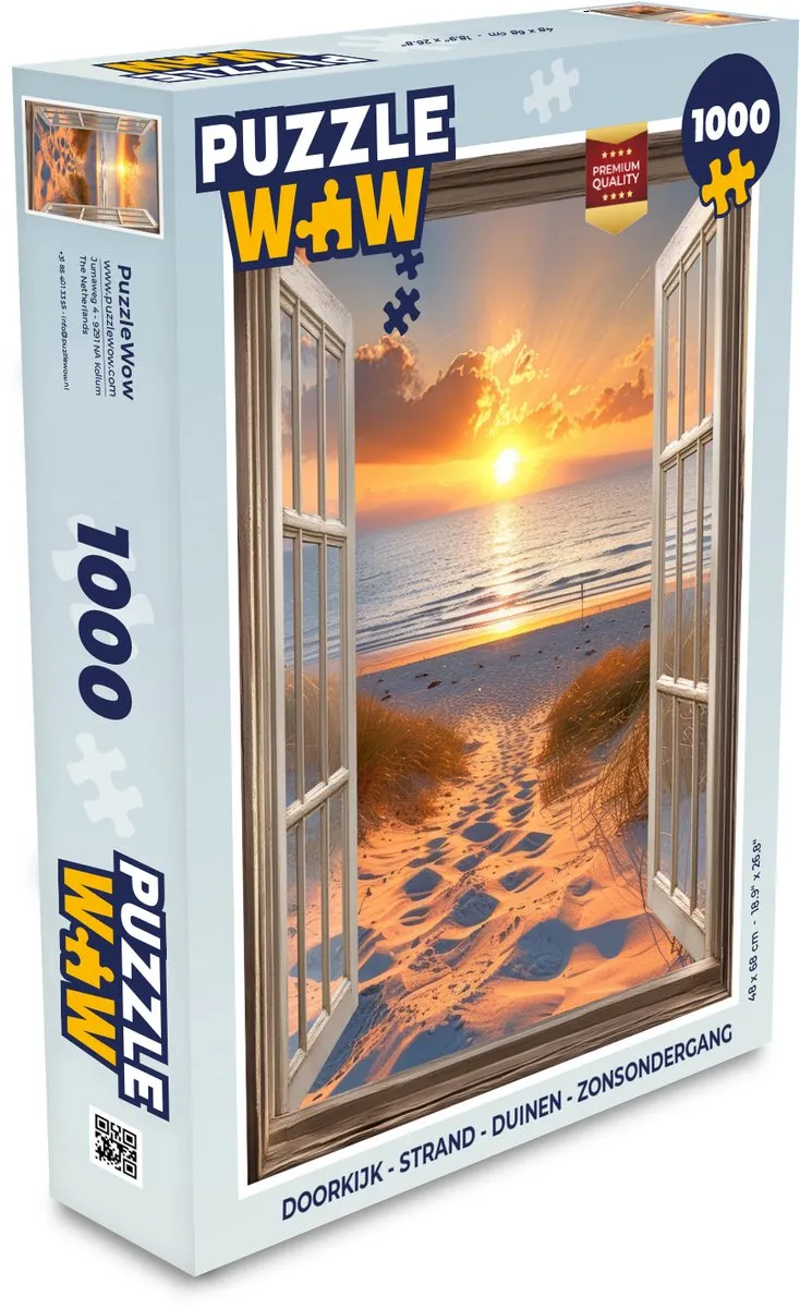 PuzzleWow Strand Legpuzzel 1000 Stuks - Zonsondergang/Duinen