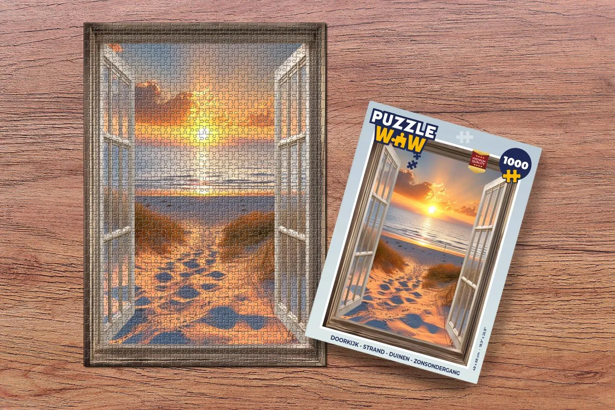 PuzzleWow Strand Legpuzzel 1000 Stuks - Zonsondergang/Duinen