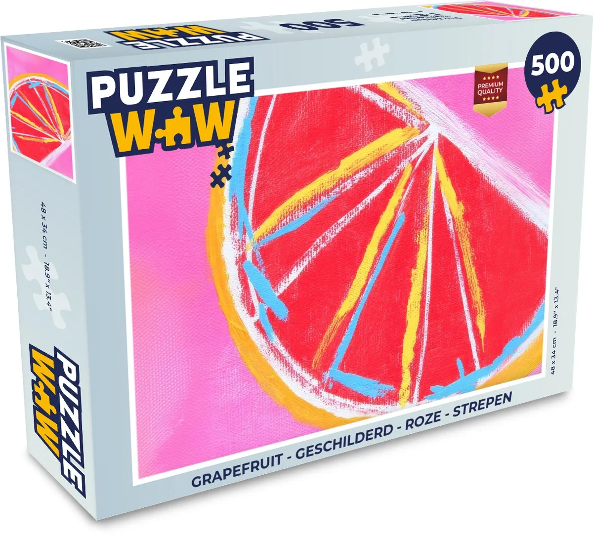 PuzzleWow Grapefruit Legpuzzel 500 Stuks - Roze Strepen
