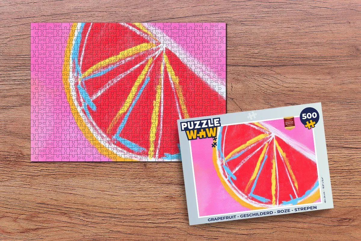 PuzzleWow Grapefruit Legpuzzel 500 Stuks - Roze Strepen