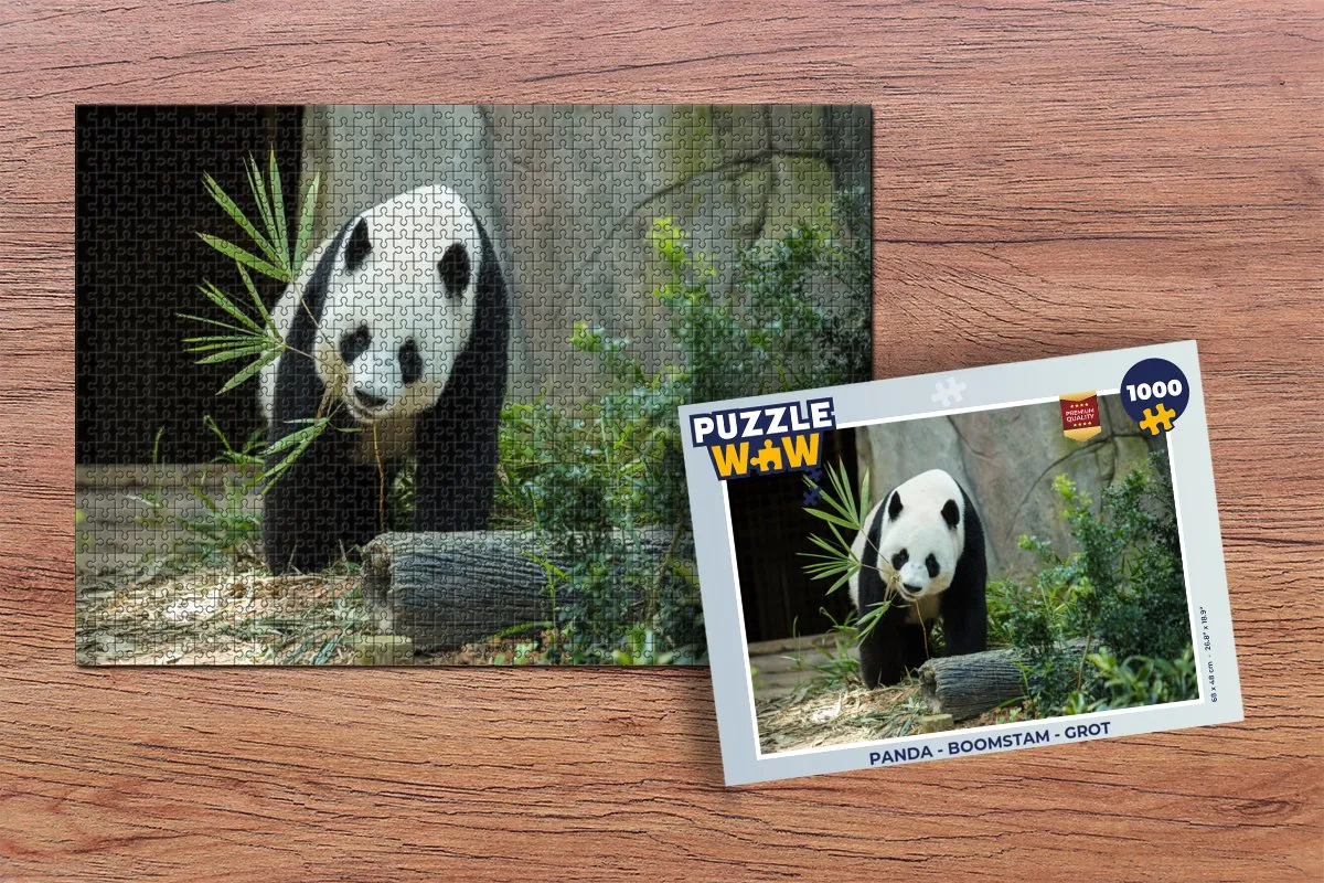 PuzzleWow Puzzel Panda Boomstam Grot Legpuzzel 1000 Stuks - Multicolor