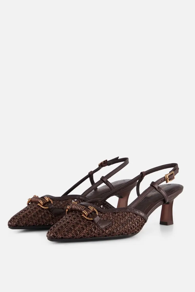 Tamaris Slingback Met Hak bruin Raffia