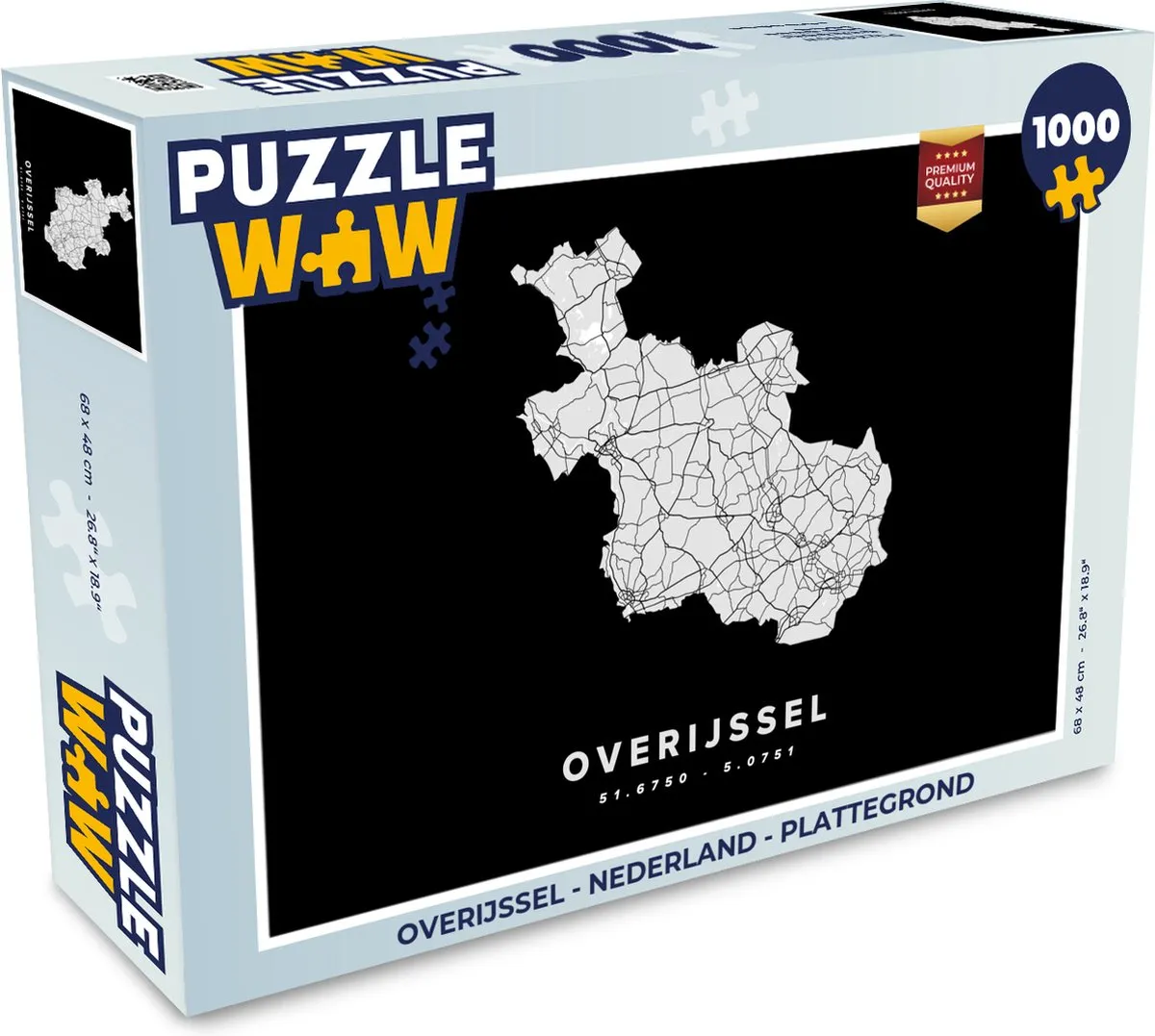 PuzzleWow Overijssel Plattegrond Legpuzzel 1000 Stuks - Multicolor
