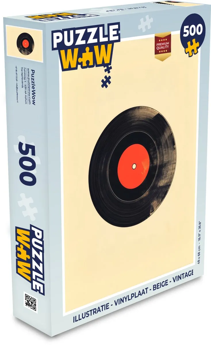 PuzzleWow Legpuzzel 500 Stuks - Vinylplaat Illustratie Beige