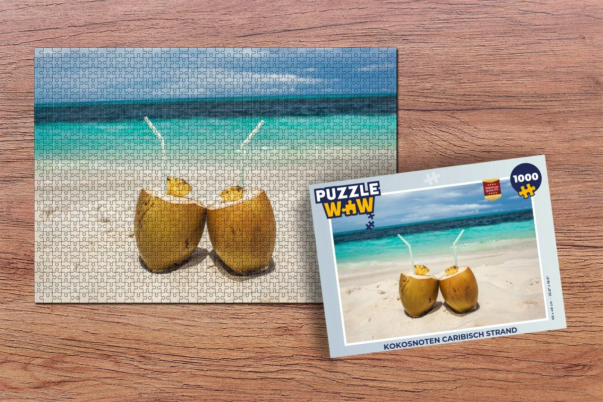 PuzzleWow Legpuzzel Kokosnoten Caribisch Strand 1000 Stuks - Multicolor