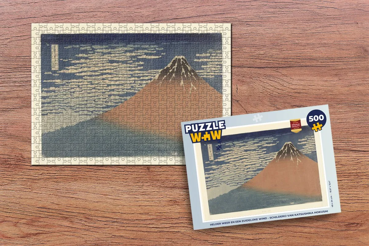 PuzzleWow Hokusai Legpuzzel 500 Stuks - Multicolor