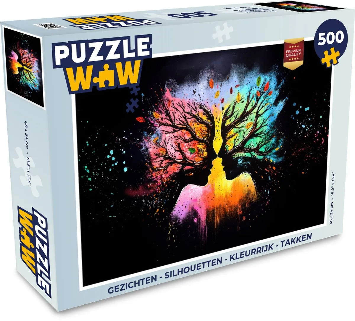 PuzzleWow Legpuzzel 500 Stuks - Gezichten Silhouetten Takken