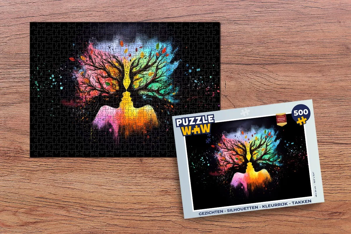 PuzzleWow Legpuzzel 500 Stuks - Gezichten Silhouetten Takken
