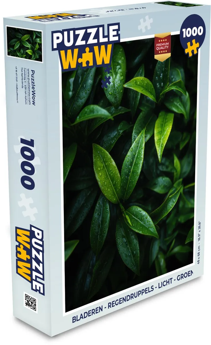 PuzzleWow Puzzel Bladeren Regendruppels 1000 Stuks - Groen