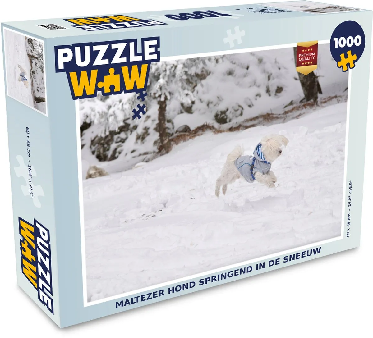 PuzzleWow Maltezer Hond Sneeuw Legpuzzel 1000 Stuks - Multicolor