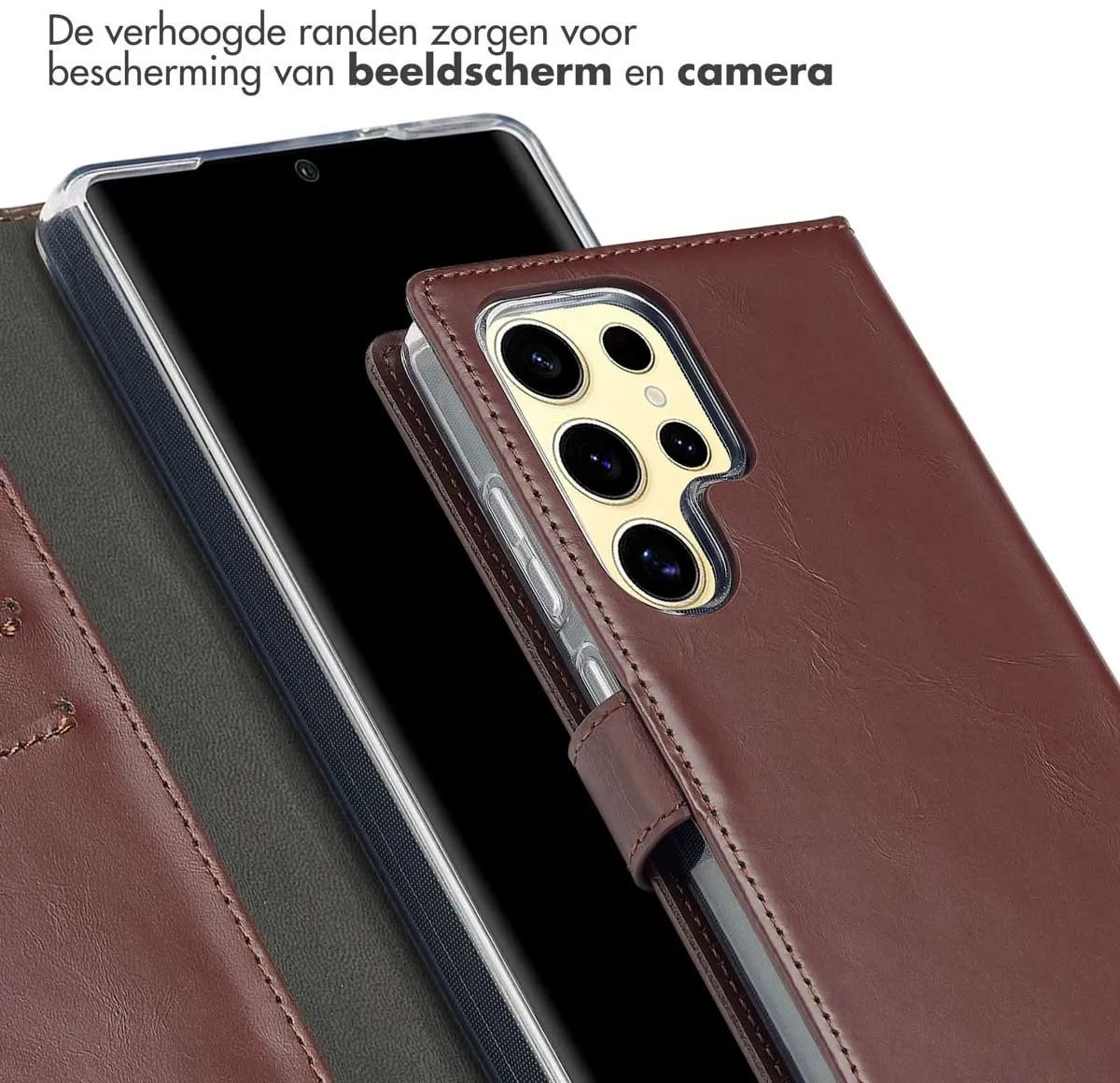 Selencia Bookcase Hoesje Samsung Galaxy S25 Ultra - Donkerbruin