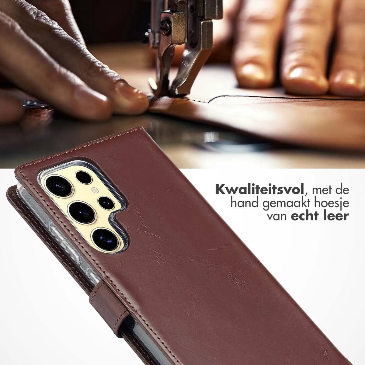 Selencia Bookcase Hoesje Samsung Galaxy S25 Ultra - Donkerbruin